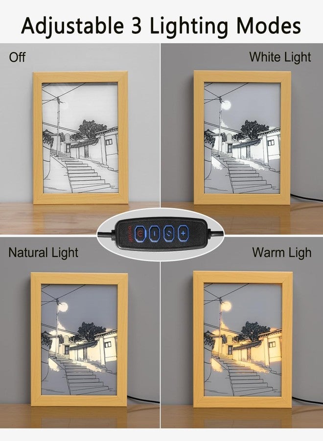 إيثيو إطار صور ثلاثي الأبعاد بتقنية LED من إيثيو، بإضاءة عاكسة مضيئة للجدران، إطار معلق يعمل بمنفذ USB لغرفة النوم | لوحة إضاءة ليلية LED على شكل غروب الشمس لتزيين المنزل - Image 3